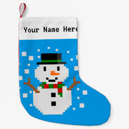 Meia De Natal Pequena Pixel Art SNOWMAN 1