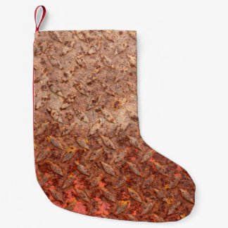 Meia De Natal Pequena Placa de aço enferrujada, textura de metal doce.