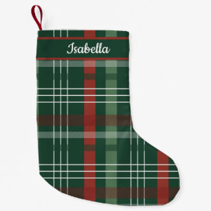 Meia De Natal Pequena Plaid Vermelho e Verde de Búfalo Personalizado