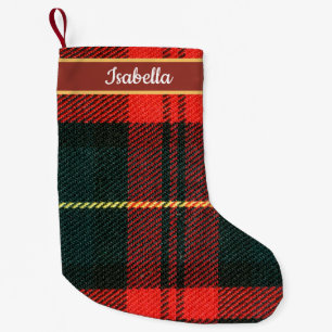 Meia De Natal Pequena Plaid Vermelho e Verde de Búfalo Personalizado 