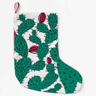 Meia De Natal Pequena Planta de cactus, padrão verde vintage sem costura