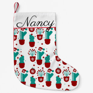 Meia De Natal Pequena Plantas de Natal Cactus Greenery Whimisical