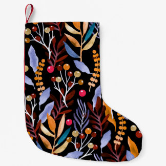 Meia De Natal Pequena Plantas decorativas, ervas, bagas e folhas. Abst