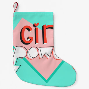 Meia De Natal Pequena Poder feminino. Design bonito com slogan gráfico b