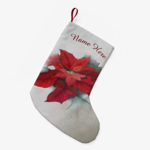Meia De Natal Pequena Poinsettia Flor de Natal Pintura