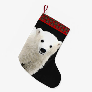 Meia De Natal Pequena Polar Bear Cub Painting - Arte Original