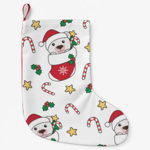 Meia De Natal Pequena Polar Bear Natal Neve Inverno Urso Polar