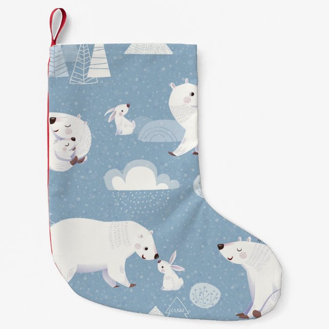 Meia De Natal Pequena Polar Bears Winter Vintage (Frente)