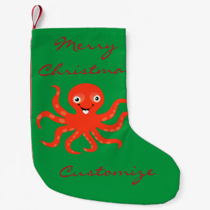 Meia De Natal Pequena Polvo Trovão de Octopus Cortado Vermelho Sorrente