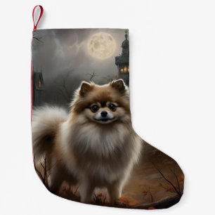 Meia De Natal Pequena Pomerânia Halloween Assustador