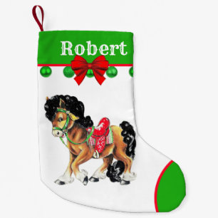 Meia De Natal Pequena Pônei pequeno ocidental do cavalo com sela