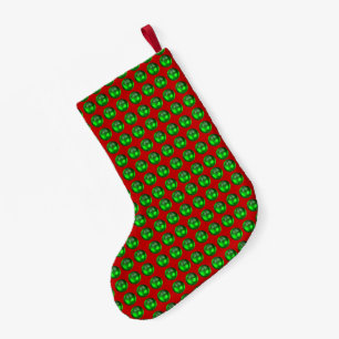 Meia De Natal Pequena Ponto Verde no Parapeito de Natal Vermelho