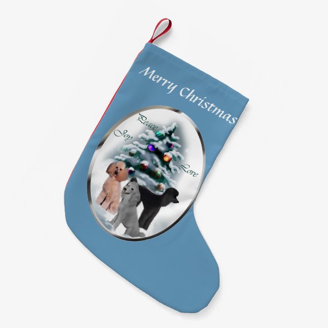 Meia De Natal Pequena Poodle Trio Natal (Frente (Pendurada))