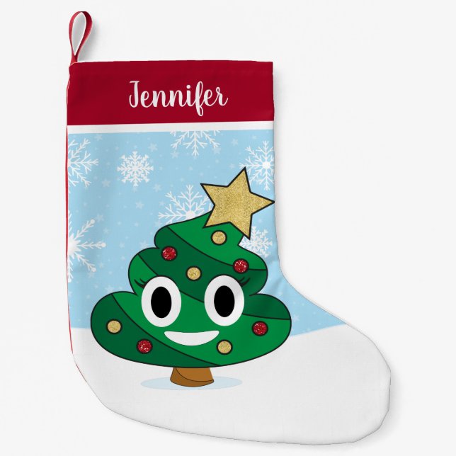 Meia De Natal Pequena Poop Emoji Christmas Stocks (Frente)