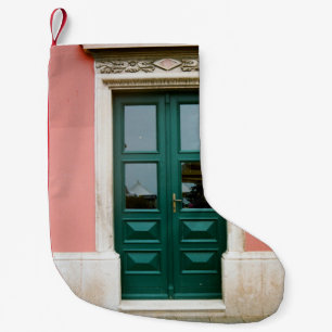 MEIA DE NATAL PEQUENA PORTA DE MADEIRA DE TEAL COM QUADRO DE JANELA DE A