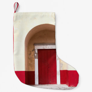 MEIA DE NATAL PEQUENA PORTA DE MADEIRA VERMELHA