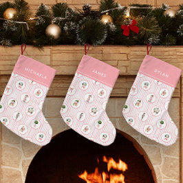 Meia De Natal Pequena Preppy Grandmillennial Rosa Esmagador de Nozes Nat
