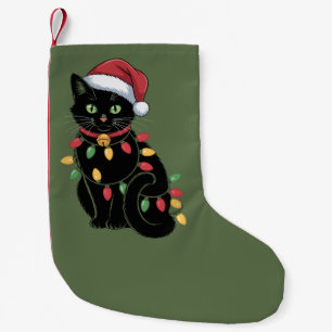 Meia De Natal Pequena Presente de Natal para Gata Amante de Gato Preto M