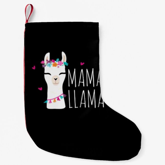 Meia De Natal Pequena Presente Llama| Mama Llama (Frente)