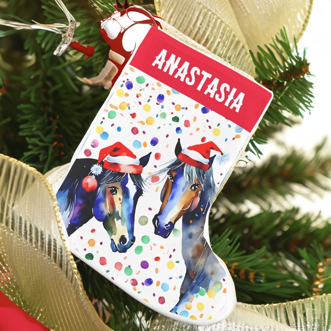 Meia De Natal Pequena Presentes de Natal equestres (Christmas horses pony equestrian Christmas stockings personalized gifts for horse lovers)