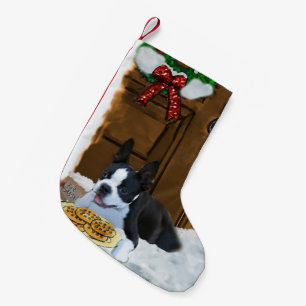 Meia De Natal Pequena Presentes do Natal de Boston Terrier