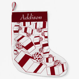 Meia De Natal Pequena Presentes Personalizados Vintage Branco Vermelho