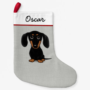 Meia De Natal Pequena Preto bonito e cão do Wiener dos desenhos animado
