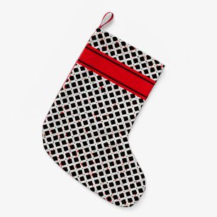 Meia De Natal Pequena Preto Branco Vermelho Elegante Padrão Chic