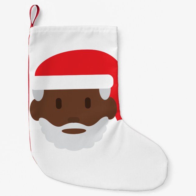 Meia De Natal Pequena preto santa claus emoji xmas natal (Frente)