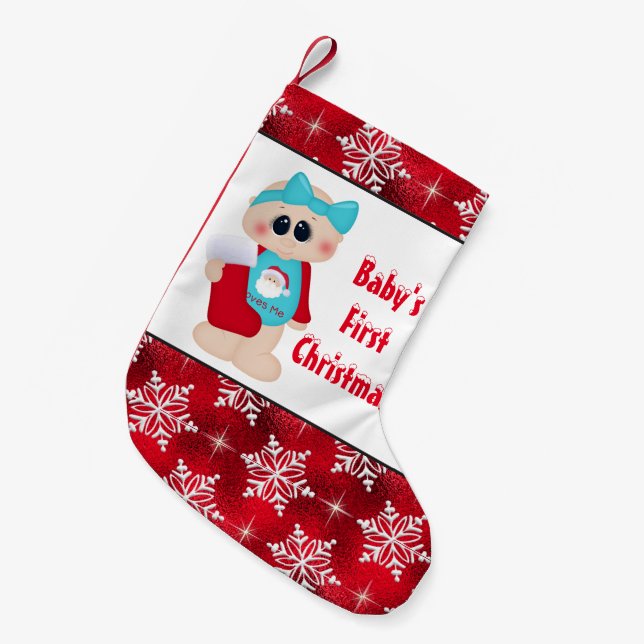 Meia De Natal Pequena Primeira estocagem de Natal da menina (Frente (Pendurada))