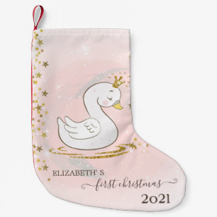 Meia De Natal Pequena Primeiro Natal Bebê Cisne Feriado