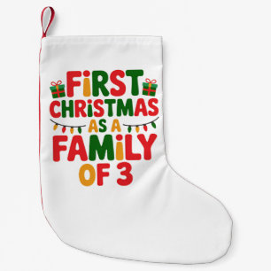 Meia De Natal Pequena Primeiro Natal como Família de 3 Fofos Combinando