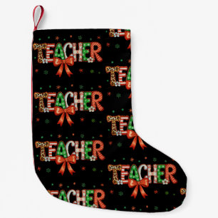 Meia De Natal Pequena Professor Natal Coquete Laço Natal Caneta Escola
