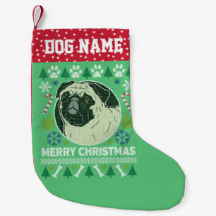 Meia De Natal Pequena Pug Dog Raça Fresca De Natal