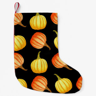 Meia De Natal Pequena Pumpkin Laranja: Padrão De Aquarela Sem Costura.