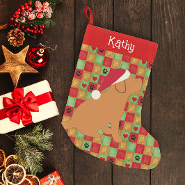 Meia De Natal Pequena Puppy Red Labrador Quilly de Natal
