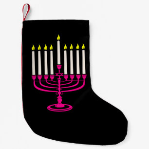 Meia De Natal Pequena purificador de menorah hanukkah rosa quente