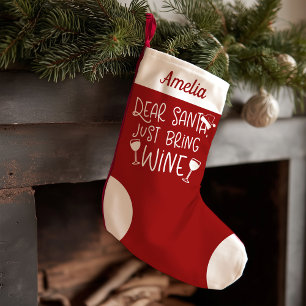 Meia De Natal Pequena Querido Papai Noel Traga Apenas Vinho Carta Divert