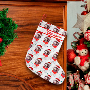 Meia De Natal Pequena Raça de Cachorro Newfypoo Estrelas de Natal