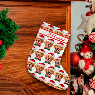Meia De Natal Pequena Raça de Cachorro Retriever Dourado Natal