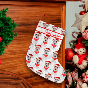 Meia De Natal Pequena Raça de Cão Wire Fox Terrier Estrelas de Natal