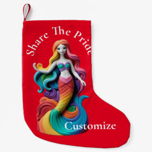 Meia De Natal Pequena Rainbow Pride Mermaid Thunder_Cove