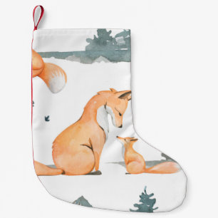 Meia De Natal Pequena Raposa de outono. Pintor manual de cor d'água com