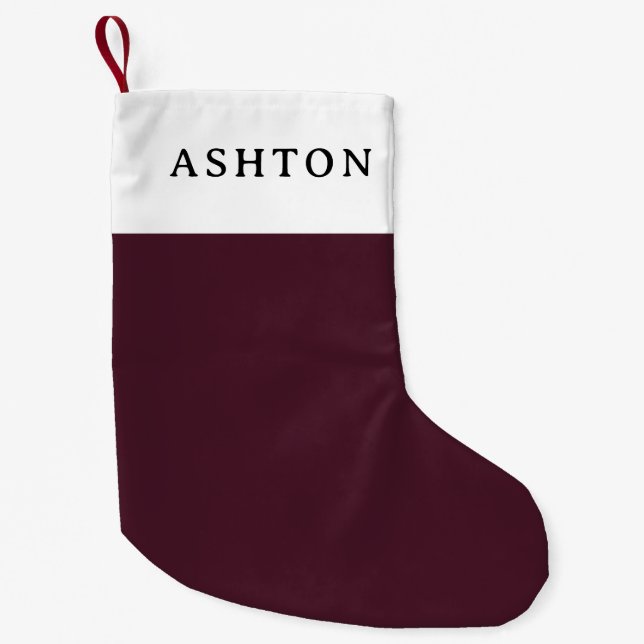 Meia De Natal Pequena Raspberry Burgundy, Solid Burgundy (Frente)