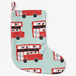 Meia De Natal Pequena Red London Double Decker Bus Vint