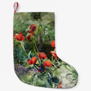 Meia De Natal Pequena Red Poppy Flowers (por Mildred Anne Butler)