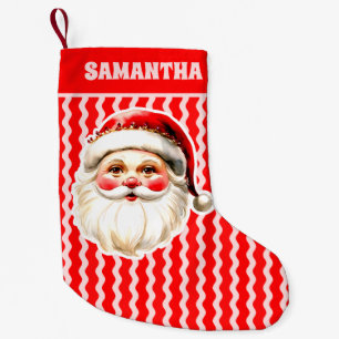 Meia De Natal Pequena Red Retro Santa Claus Ric Natal