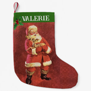 Meia De Natal Pequena Reindeer Baby Santa Claus Adicionar Nome