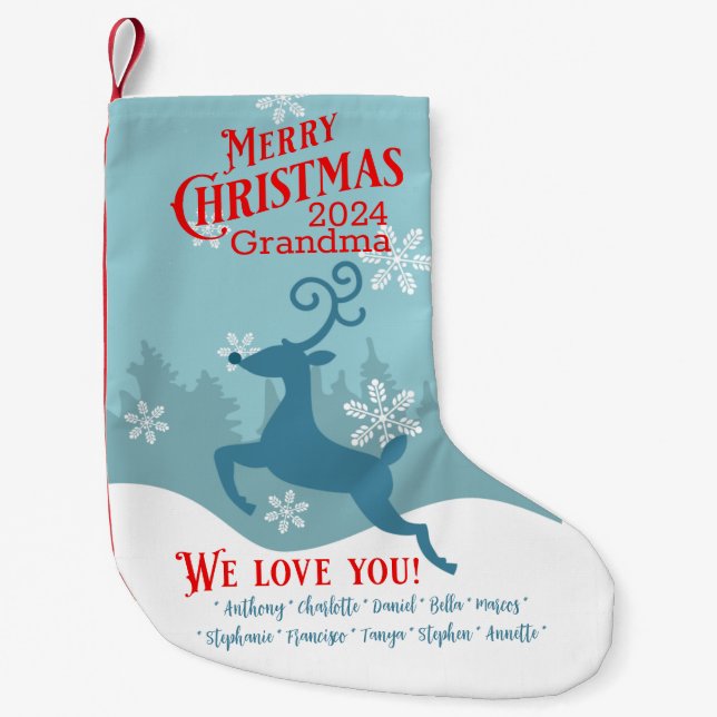 Meia De Natal Pequena Reindeer de Natal Personalizado Stocks (Frente)