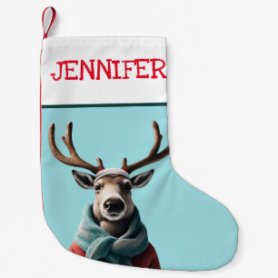 Meia De Natal Pequena Reindeer nos Papais noeis de Natal Personalizados